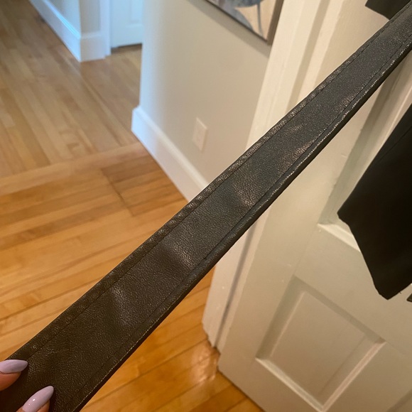 DKNY Small Black Faux Leather Trim Trench Coat - Picture 9 of 9